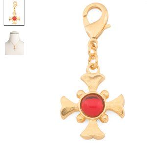 New BEN AMUN 24k Gold Electroplated Gemstone CHARM PENDANT Made in USA Gold Red